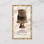 金ゴールドグリッターダークチョコレートカスタムチョコレートケーキベーカリー 名刺 (正面)