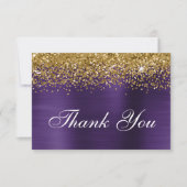 金ゴールドグリッターダークバイオレットパープルグラデーションフォイル サンキューカード (正面)
