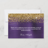 金ゴールドグリッターダークバイオレットパープルグラデーションフォイル サンキューカード (裏面)