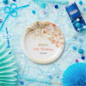 金ゴールドグリッターチェーンイエローオレンジフラワー誕生日 ペーパープレート (パーティー)