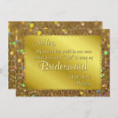 金ゴールドグリッターチケットは私の花嫁になる 招待状 (正面/裏面)