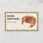 金ゴールドグリッターチョコレートクロワッサンベーカリー 名刺 (正面)