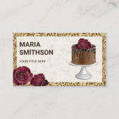 金ゴールドグリッターチョコレートケーキパティシシェフベーカリー 名刺 (正面)