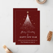 金ゴールドグリッターツリークリスマス新年企業の ノートカード (正面/裏面インサイチュ)