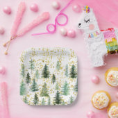 金ゴールドグリッターツリーズクリスマス紙プレート ペーパープレート (パーティー)