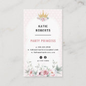 金ゴールドグリッターティアラピンクフローラシックパーティープリンセス 名刺 (正面)