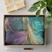 金ゴールドグリッターティール（緑がかった色）とパープルグラスアートデコパージュ 薄葉紙 (ギフト)