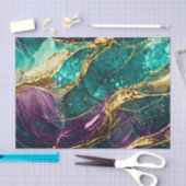 金ゴールドグリッターティール（緑がかった色）とパープルグラスアートデコパージュ 薄葉紙 (クラフト)