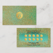 金ゴールドグリッターティール（緑がかった色）アクアグラムカスタマーロイヤリティカード ロイヤリティカード (正面/裏面)