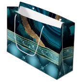 金ゴールドグリッターティール（緑がかった色）アゲートマーブルダイヤモンド ラージペーパーバッグ (正面アングル)