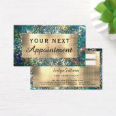 金ゴールドグリッターティール(緑がかった色)オパールアポイントメントカード (デスク)
