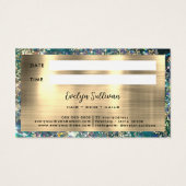 金ゴールドグリッターティール(緑がかった色)オパールアポイントメントカード (裏面)