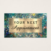 金ゴールドグリッターティール(緑がかった色)オパールアポイントメントカード (正面)