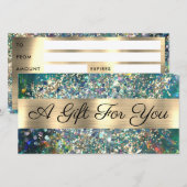 金ゴールドグリッターティール（緑がかった色）オパールギフト券 (正面/裏面)