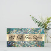 金ゴールドグリッターティール（緑がかった色）オパールギフト券 (スタンド正面)