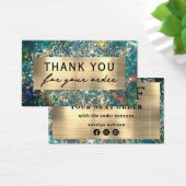 金ゴールドグリッターティール（緑がかった色）オパール割引カード (デスク)