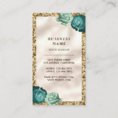 金ゴールドグリッターティール(緑がかった色)ケーキバルーンイベントプランナー 名刺 (裏面)