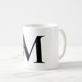 金ゴールドグリッターティール（緑がかった色）フローラグラムモノグラム コーヒーマグカップ (正面右)