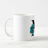 金ゴールドグリッターティール（緑がかった色）フローラグラムモノグラム コーヒーマグカップ (左)