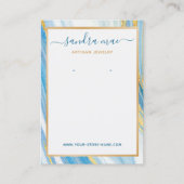 金ゴールドグリッターティール(緑がかった色)ブルーマーブルジュエリーディスプレイカード 名刺 (正面)