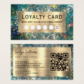 金ゴールドグリッターティール(緑がかった色)opalロイヤリティカード (正面&裏面)