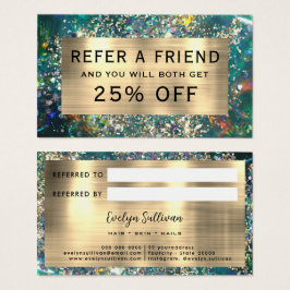 金ゴールドグリッターティール（緑がかった色）OPAL参照カード