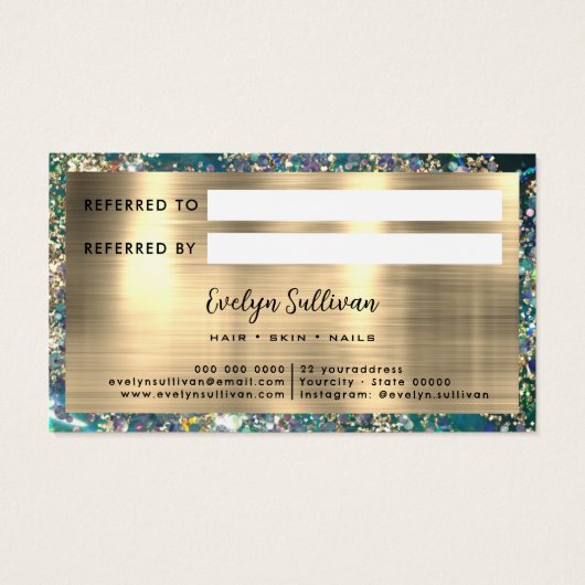 金ゴールドグリッターティール（緑がかった色）OPAL参照カード (裏面)