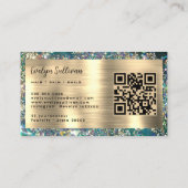 金ゴールドグリッターティール(緑がかった色)OPAL名刺 名刺 (裏面)