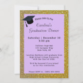 金ゴールドグリッターディナーパープル卒業 招待状 (正面)
