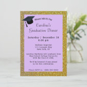 金ゴールドグリッターディナーパープル卒業 招待状 (スタンド正面)