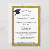 金ゴールドグリッターディナーホワイト卒業 招待状 (正面)