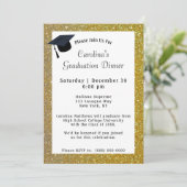 金ゴールドグリッターディナーホワイト卒業 招待状 (スタンド正面)