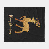 金ゴールドグリッタートインデアオンブラック フリースブランケット (正面(横))