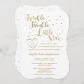 金ゴールドグリッタートゥインクルトゥインクルガールベビーシャワー 招待状 (正面/裏面)