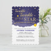 金ゴールドグリッタートゥインクルリトルスターベビーシャワー 招待状 (スタンド正面)