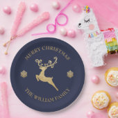 金ゴールドグリッタートナイダーメリークリスマスパーティー海軍 ペーパープレート (パーティー)