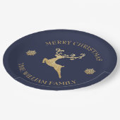 金ゴールドグリッタートナイダーメリークリスマスパーティー海軍 ペーパープレート (アングル)