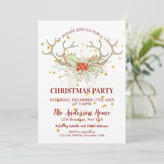 金ゴールドグリッタートナディアクリスマスディナー 招待状 (スタンド正面)