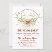 金ゴールドグリッタートナディアクリスマスディナー 招待状 (正面)