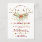 金ゴールドグリッタートナディアクリスマスパーティの招待状 ポストカード (正面)
