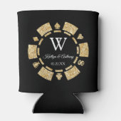 金ゴールドグリッタートランプのポーカーチップカ結婚ジノ 缶クーラー (裏面)