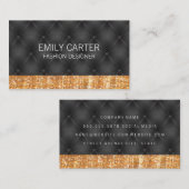 金ゴールドグリッタートリム | 高級布張りクッション 名刺 (正面/裏面)