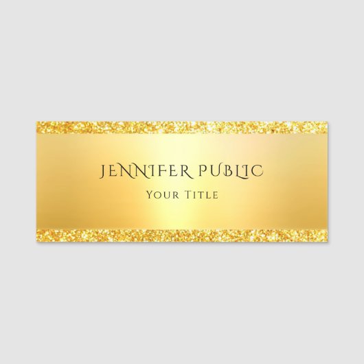 金ゴールドグリッタートレンディーグラマエレガントーテンプレート 名札 (正面)