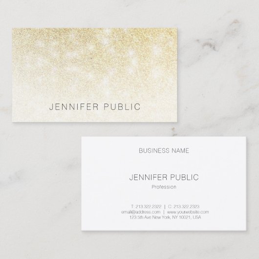 金ゴールドグリッタートレンディーテンプレートモダンプロフェッショナル 名刺 (正面/裏面)