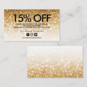 金ゴールドグリッタートレンディー割引ありがとう 名刺 (正面/裏面)