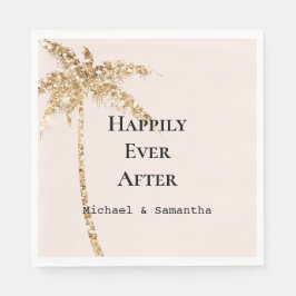 金ゴールドグリッタートロピカルパームツリー スタンダードランチョンナプキン