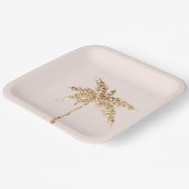 金ゴールドグリッタートロピカルパームツリー ペーパープレート (傾斜あり)