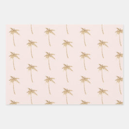 金ゴールドグリッタートロピカルパームツリー ラッピングペーパーシート
