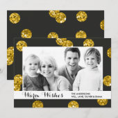 金ゴールドグリッタードットフォトクリスマスカード シーズンカード (正面/裏面)