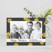 金ゴールドグリッタードットフォトクリスマスカード シーズンカード (スタンド正面)